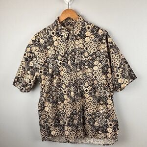 Vintage Natural Issue Men's Button Up Shirt size large geometric 90's  retro
